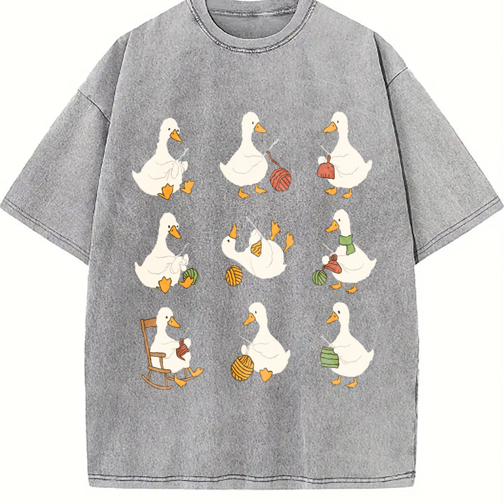 Cute Goose Crocheting Vintage Washed T-Shirt product image 4
