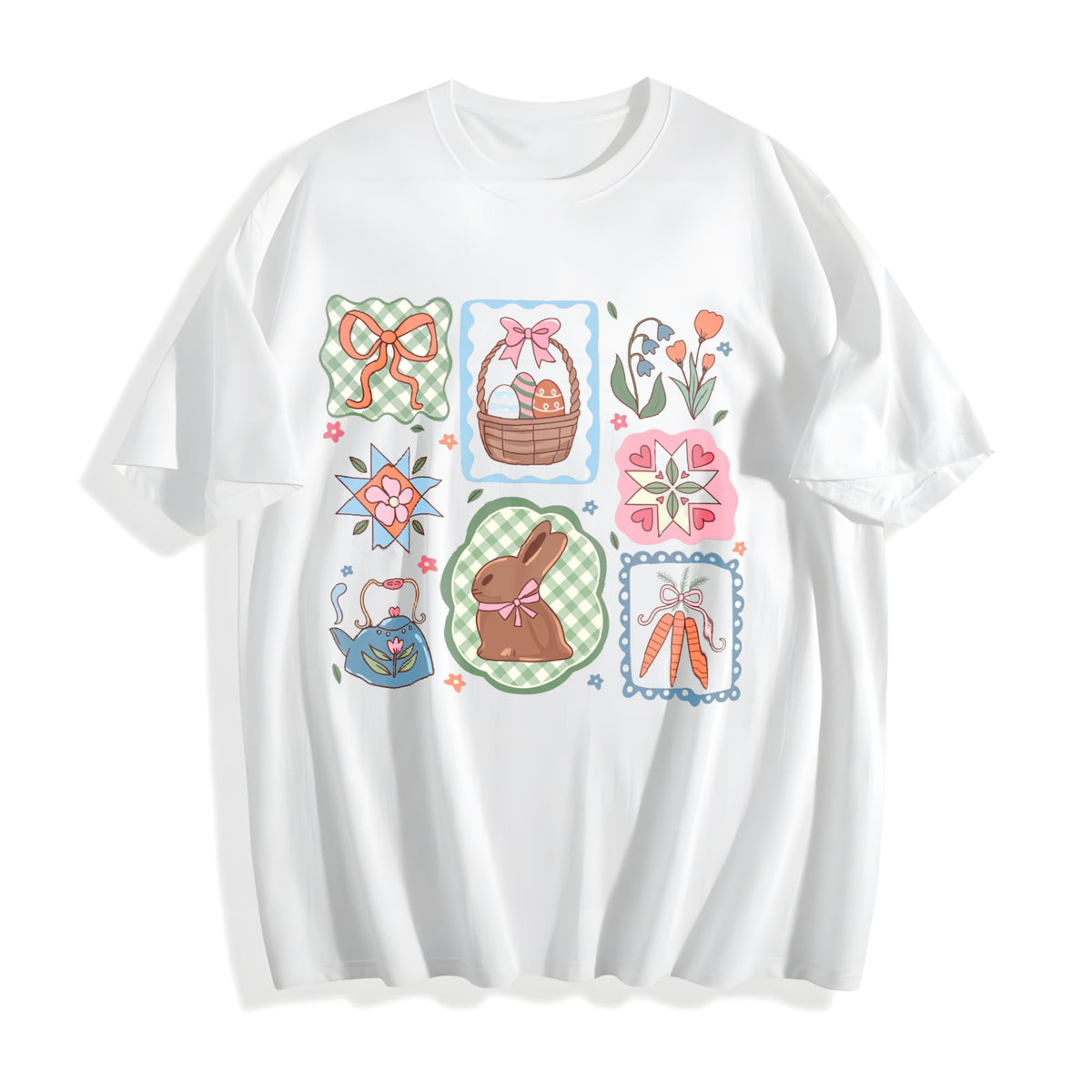Coquette Bow Easter For Cute Bunnies Cotton T-Shirt product image 2