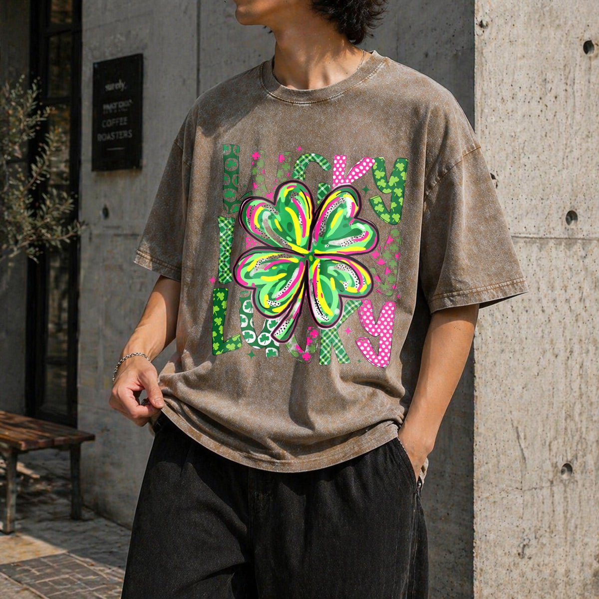 Lucky Shamrock St Patrick's Day Vintage Washed T-Shirt product image 3