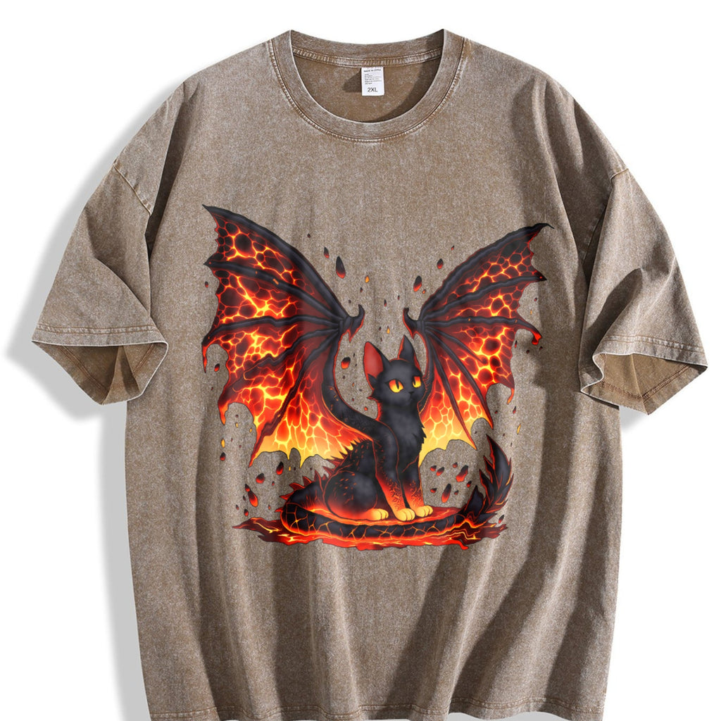 Black Cat & Wing Vintage Washed T-Shirt product image 3