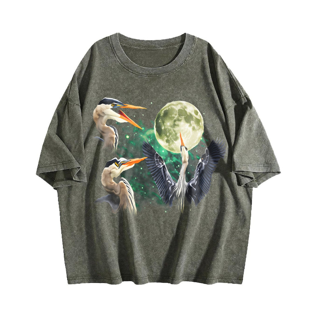 Great Blue Heron Moon Vintage Washed T-Shirt product image 4