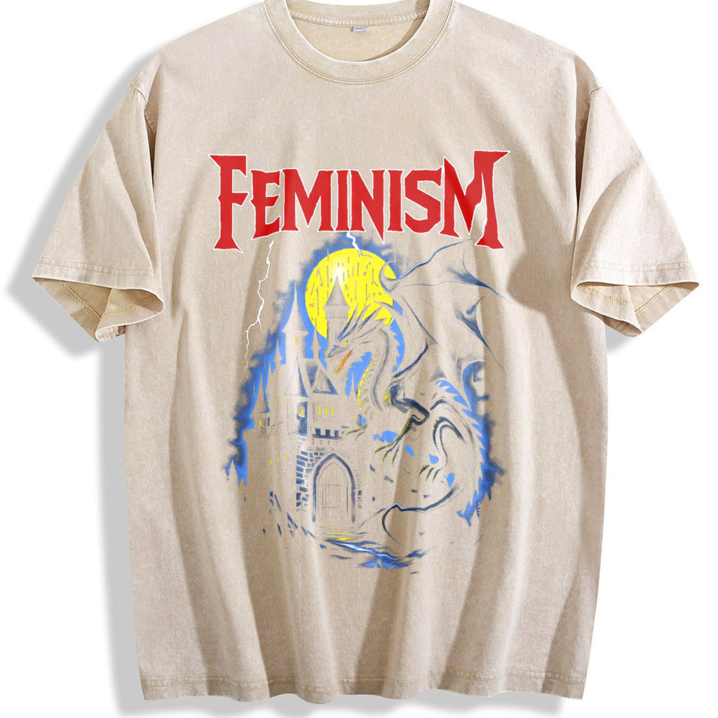 Feminism Dragon Fantasy Vintage Washed T-Shirt product image 1