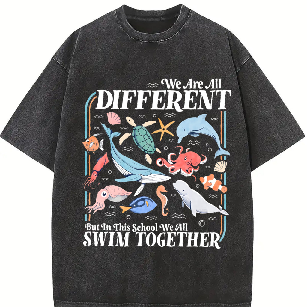 We Are All Different Swim Together Teacher Back To Vintage product image 2