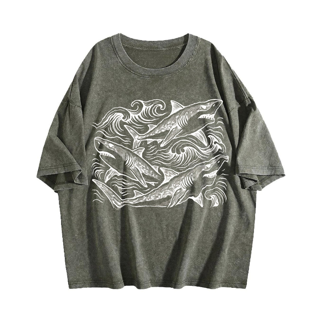 Sharks Ocean 90s Vintage Washed T-Shirt product image 4
