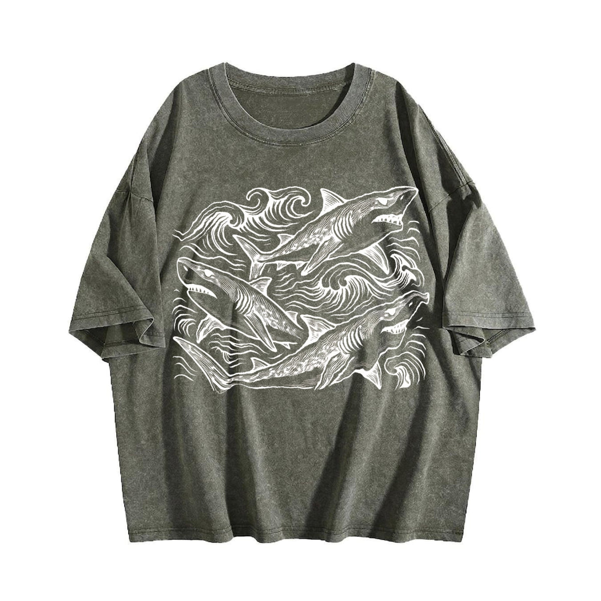 Sharks Ocean 90s Vintage Washed T-Shirt product image 4