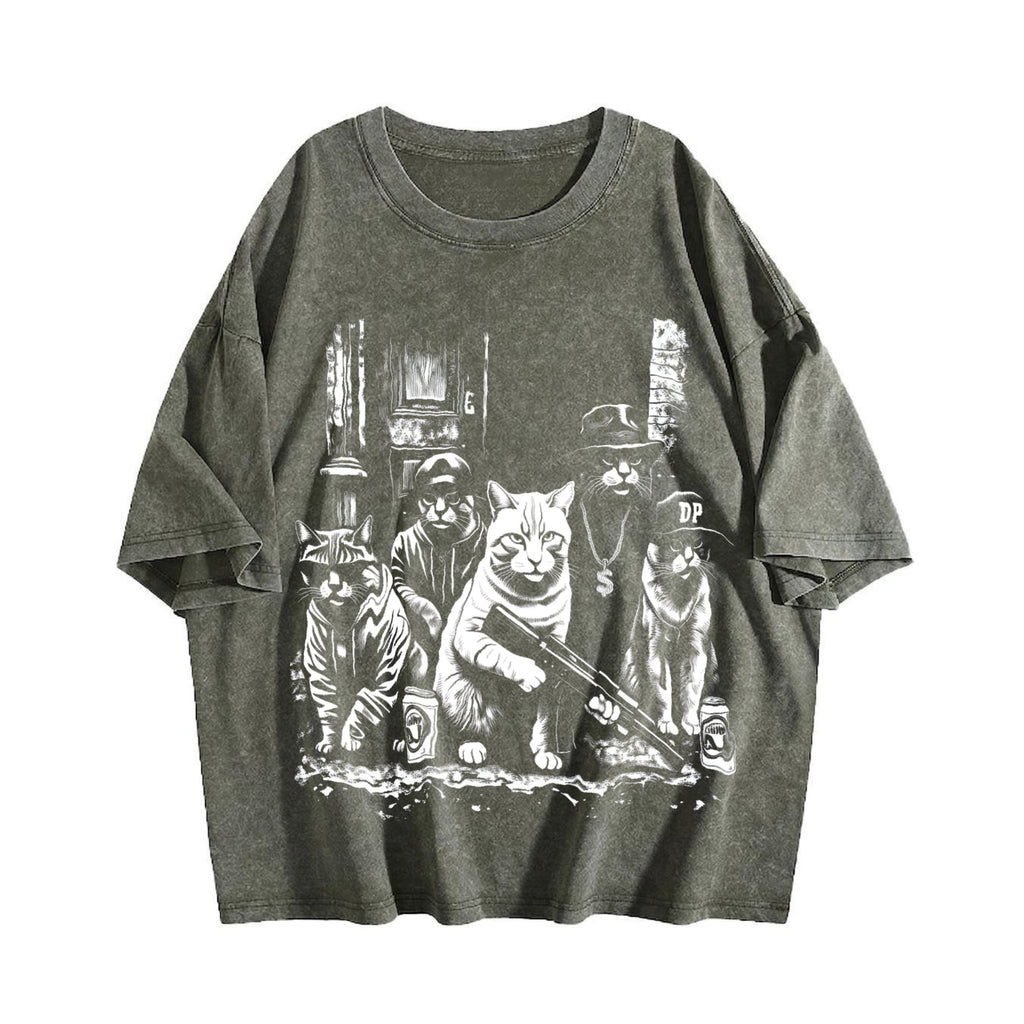 Gangsta Cats Vintage Washed T-Shirt product image 4