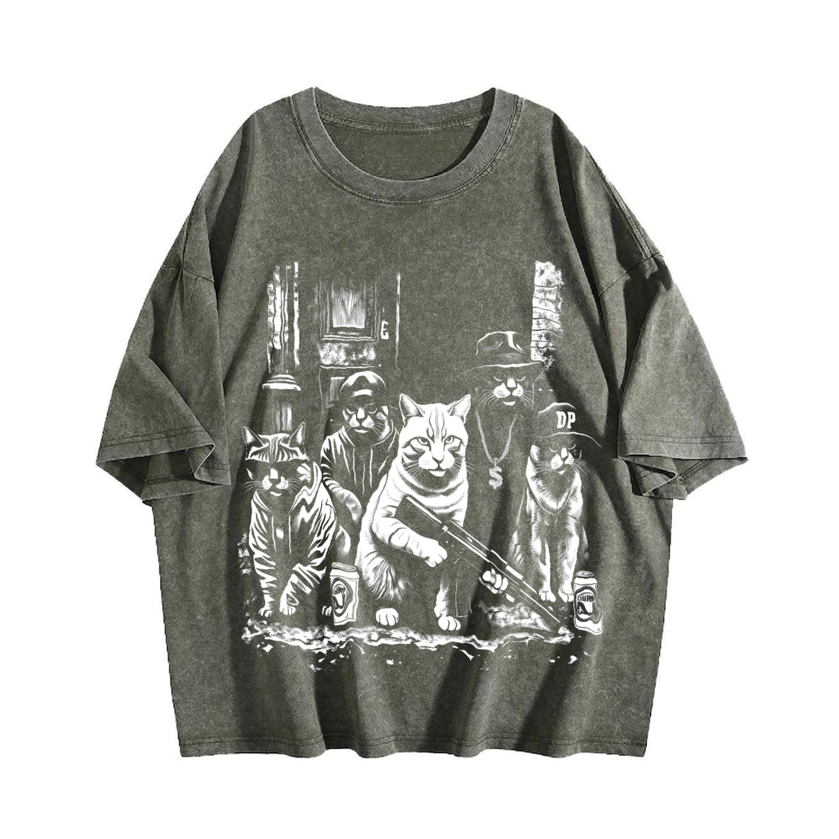 Gangsta Cats Vintage Washed T-Shirt product image 4