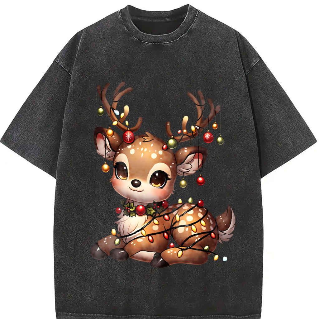Christmas Reindeer & Deer Vintage Washed T-Shirt product image 2