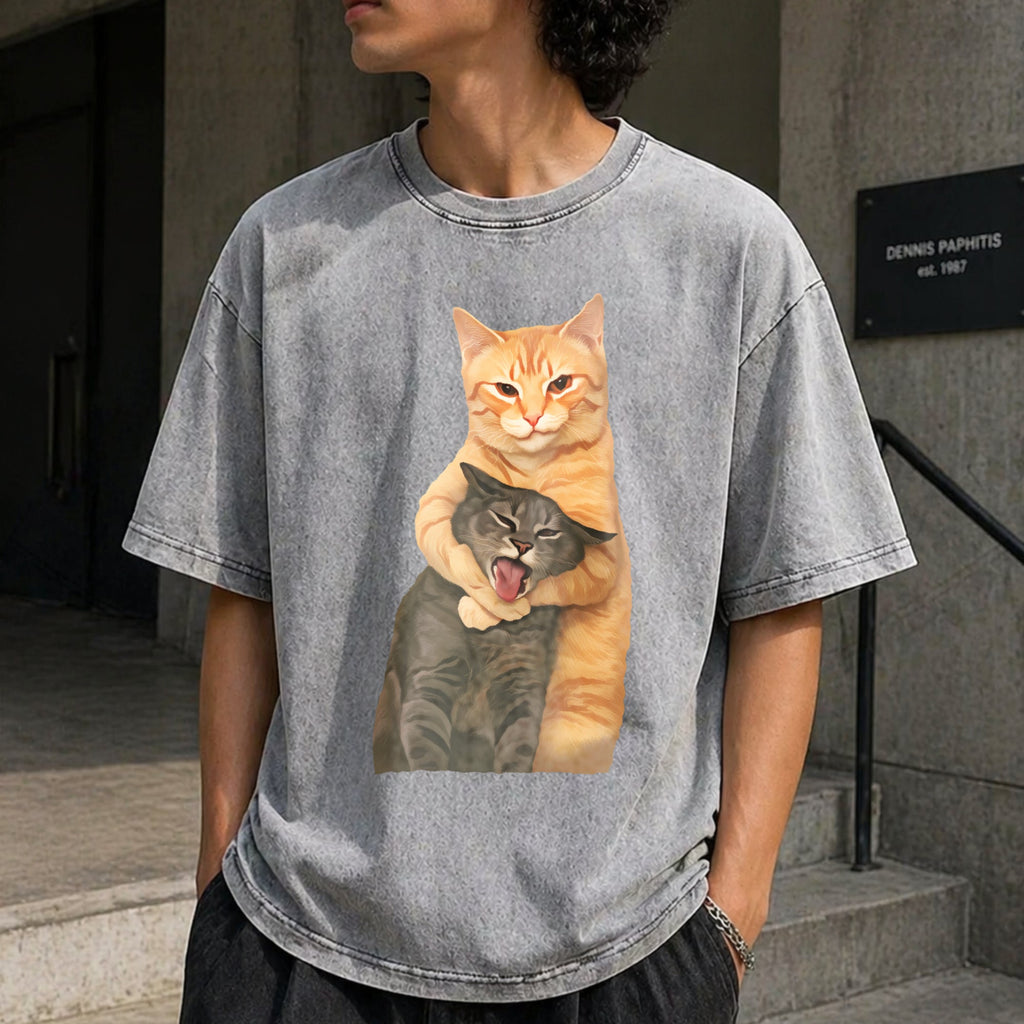 Cat Quarrel Moment - Batik Vintage Washed T-Shirt product image 5