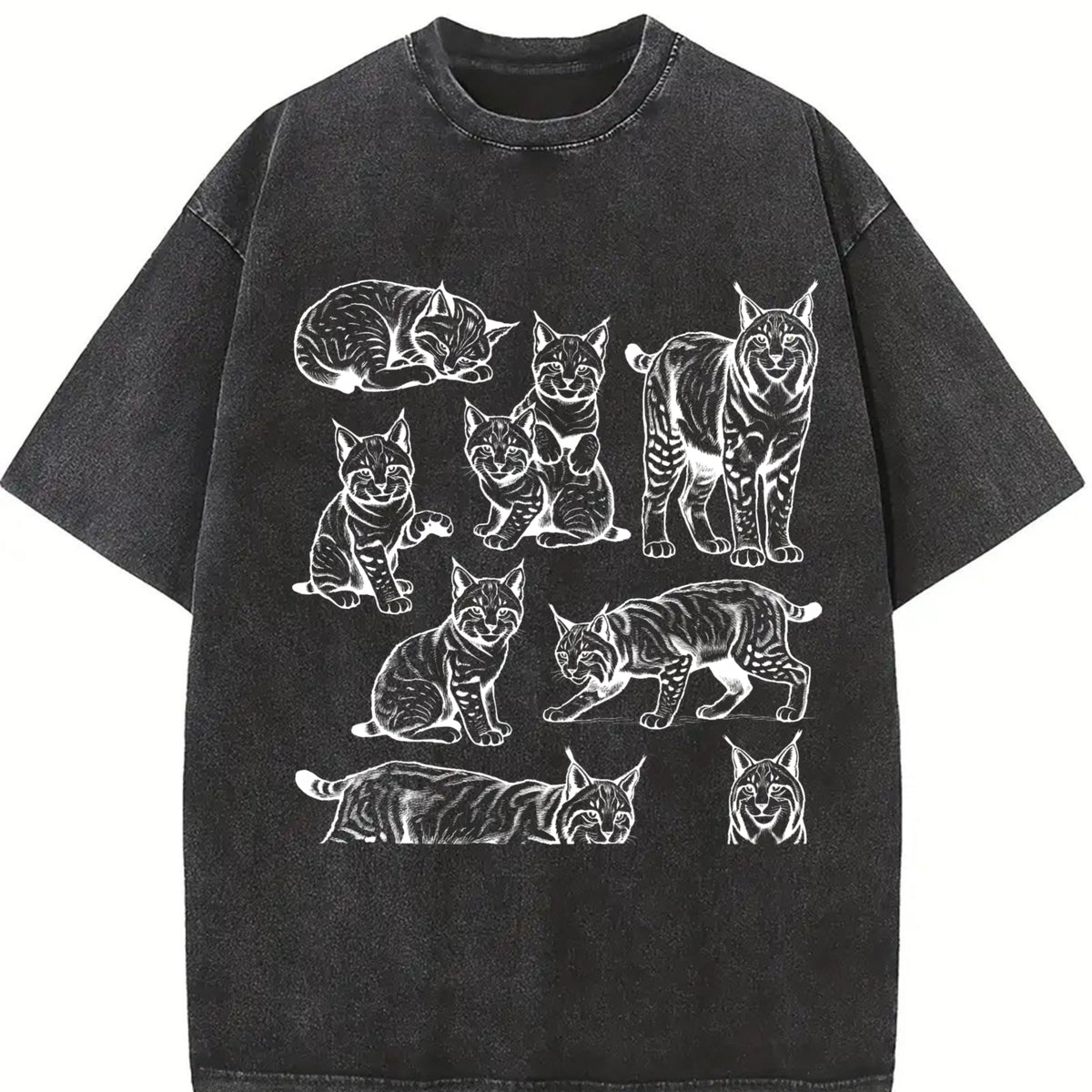 Lynx Cat 90s Tattoo Vintage Washed T-Shirt product image 2