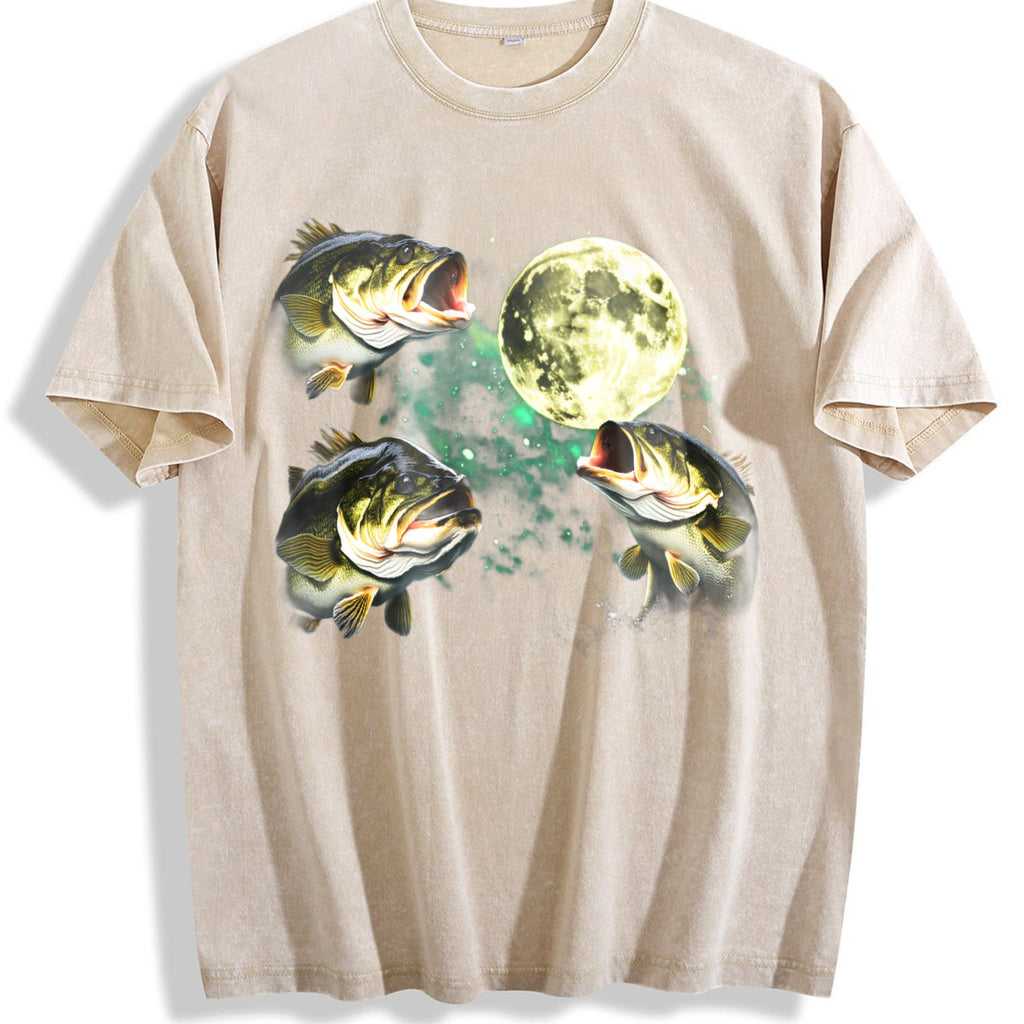 Bass Fishing Moon Vintage Washed T-Shirt product image 1