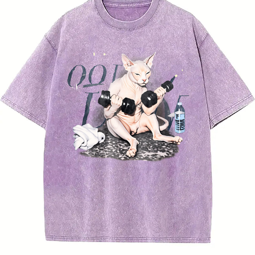 Sphynx Cat Workout Vintage Washed T-Shirt product image 6
