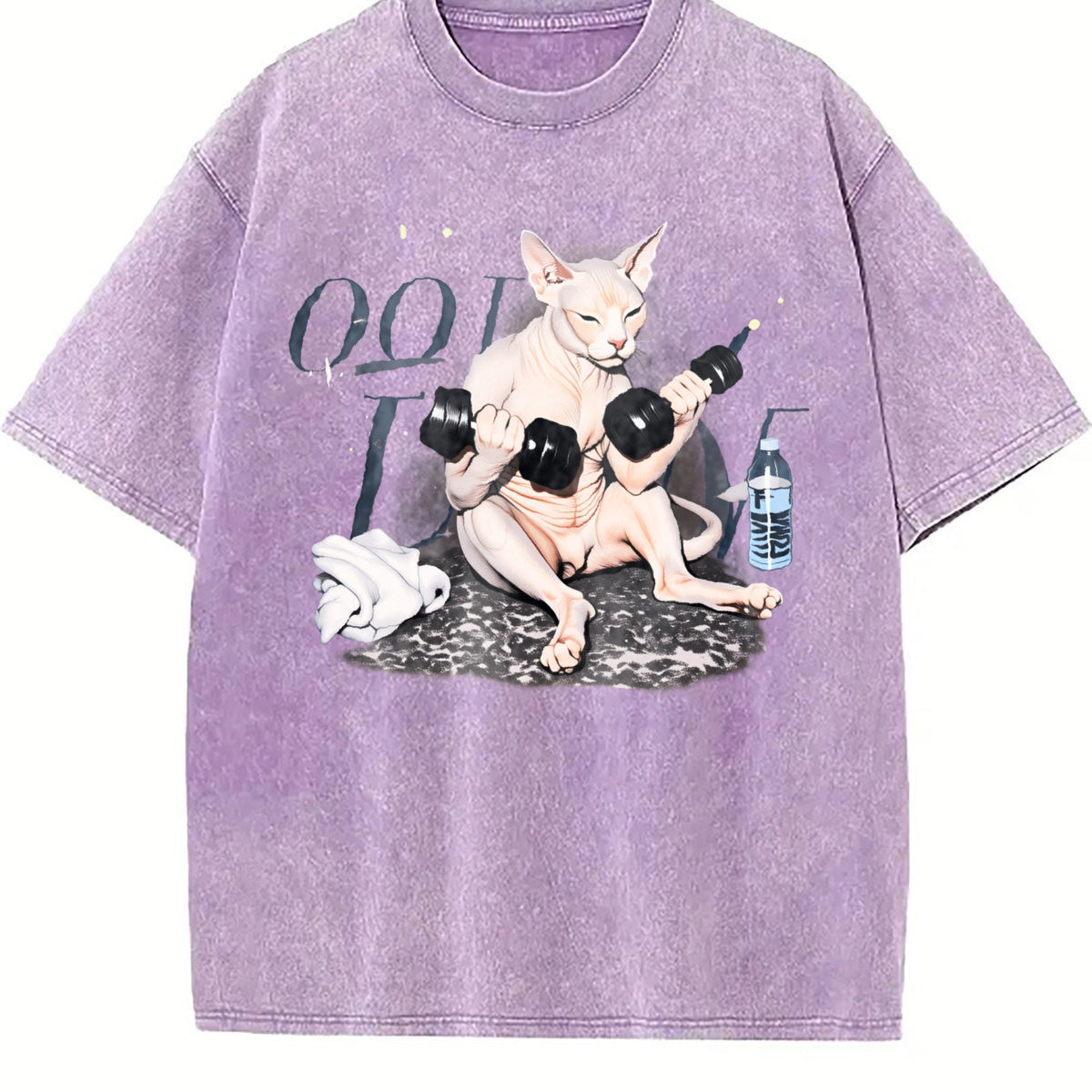 Sphynx Cat Workout Vintage Washed T-Shirt product image 6