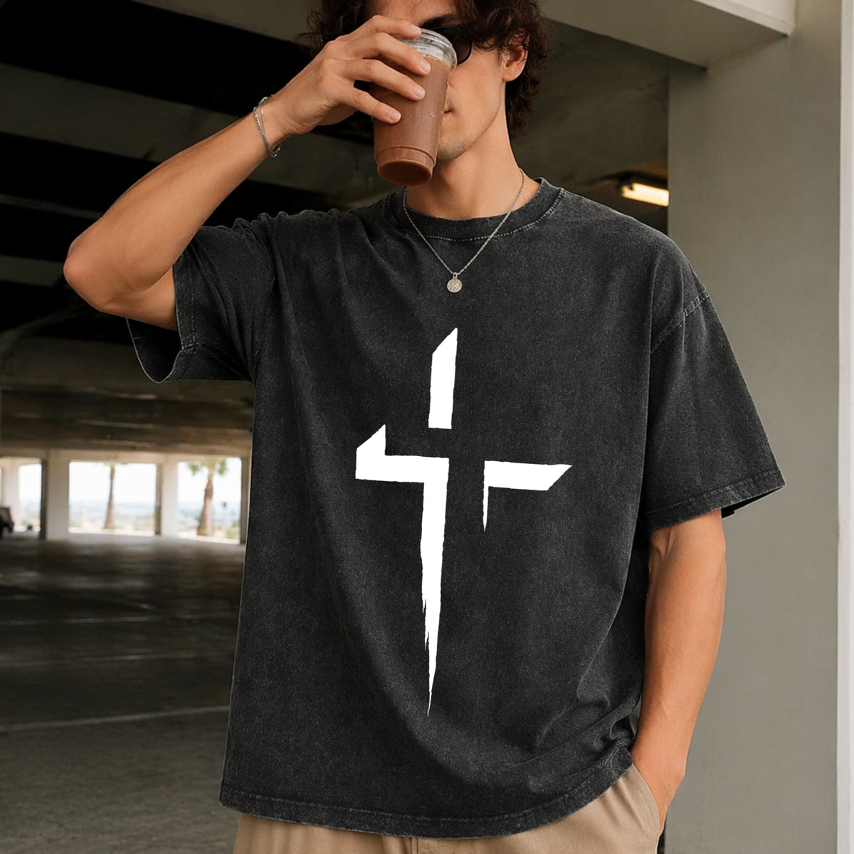 Patterned Cross Vintage Washed T-Shirt product image 2