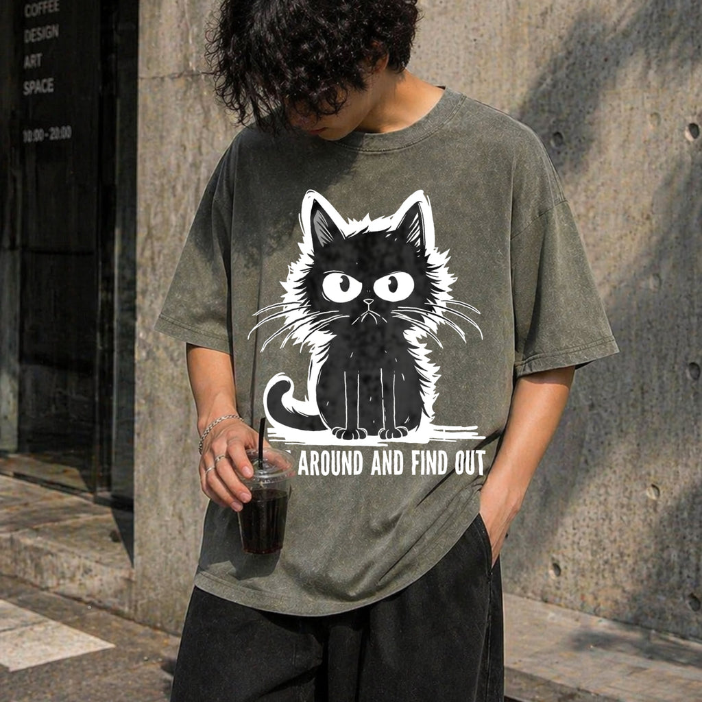 Funny Cat Fluff Around And Find Out Vintage Washed T-Shirt product image 4