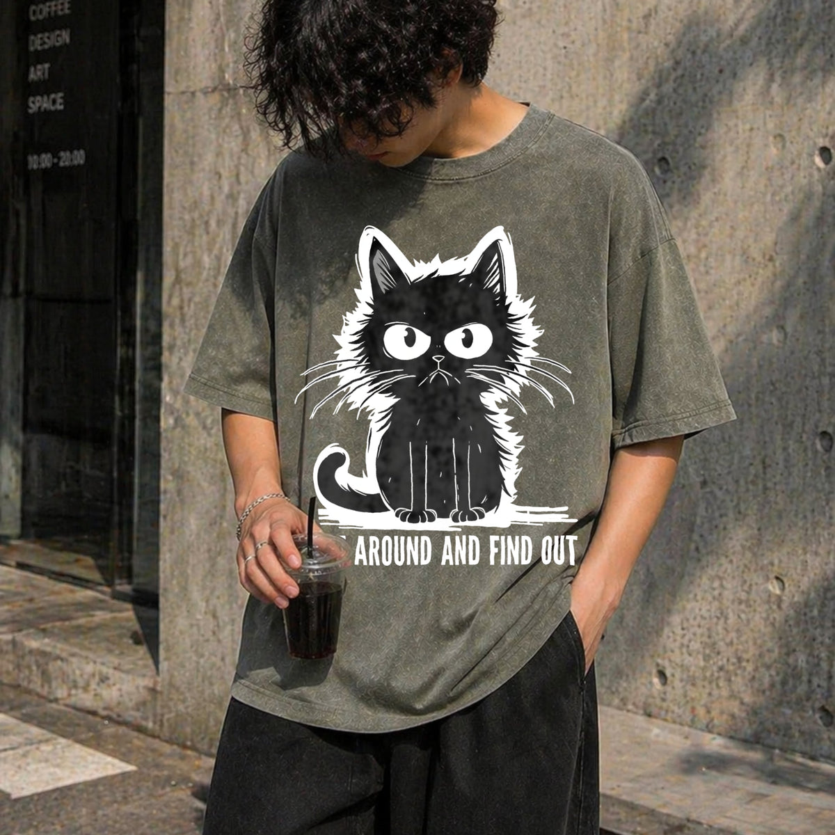 Funny Cat Fluff Around And Find Out Vintage Washed T-Shirt product image 4