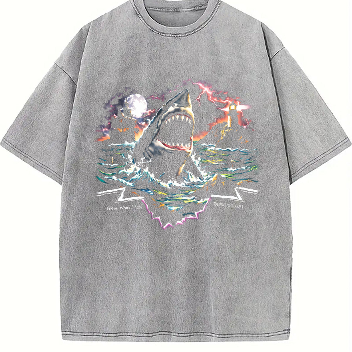 Great White Shark 90s Vintage Washed T-Shirt product image 5