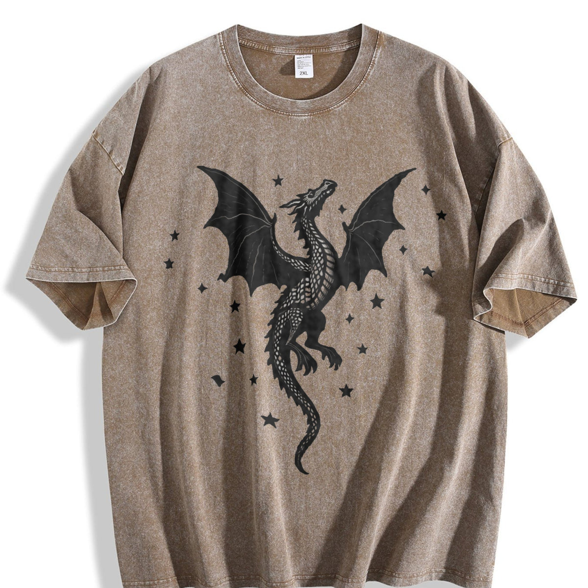 Summer A Scale-patterned Black Dragon Vintage Washed T-Shirt product image 3