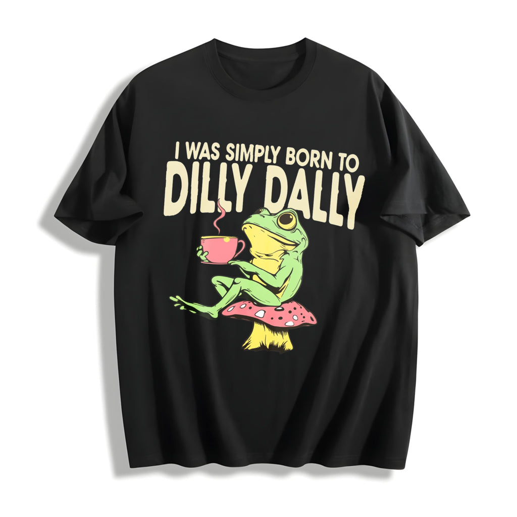 Funny Frog On Mushroom Born To Dilly Dally Meme - Boxy product image 1