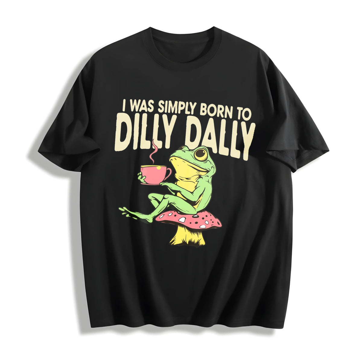 Funny Frog On Mushroom Born To Dilly Dally Meme - Boxy product image 1