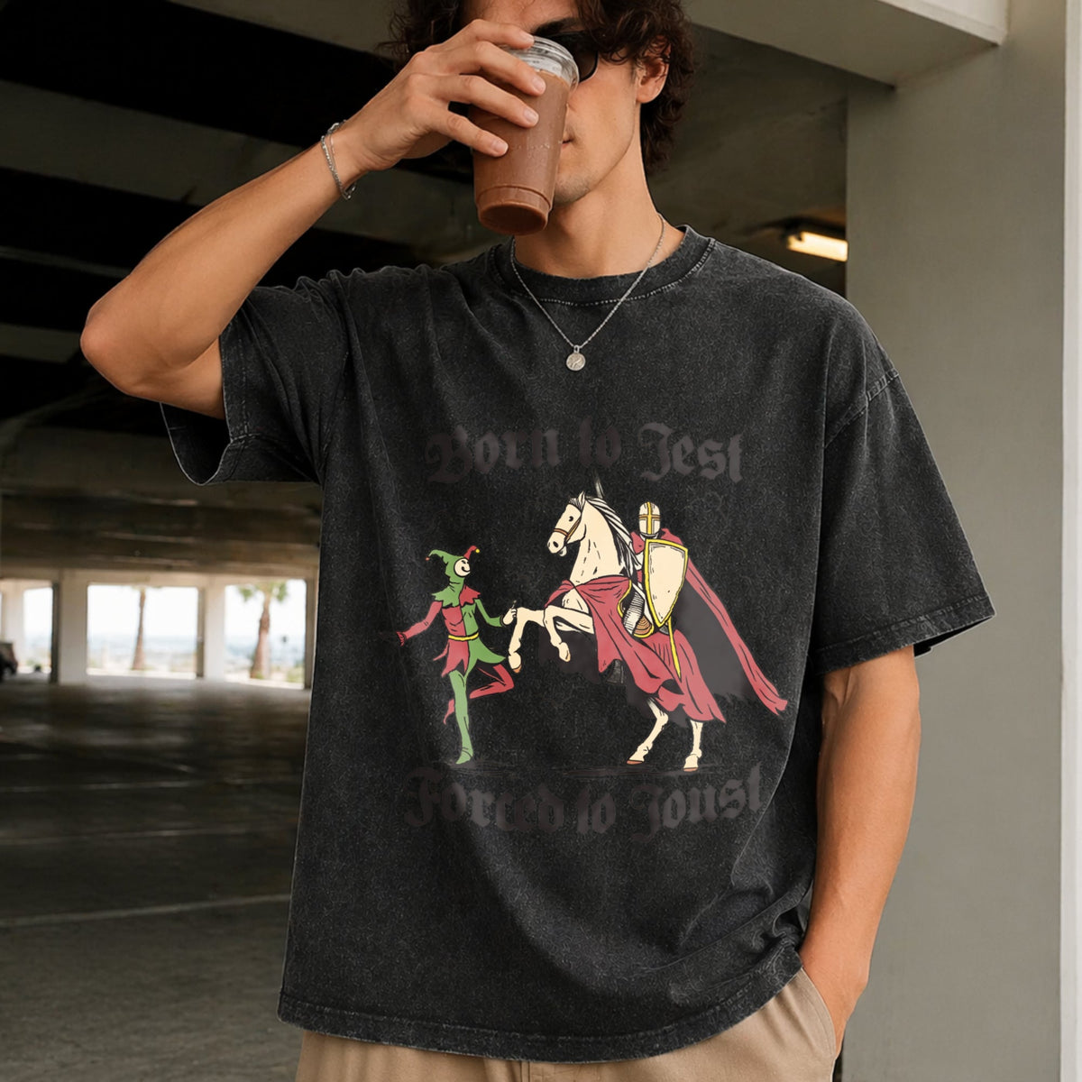 Born To Jest Forced To Joust Vintage Washed T-Shirt product image 2