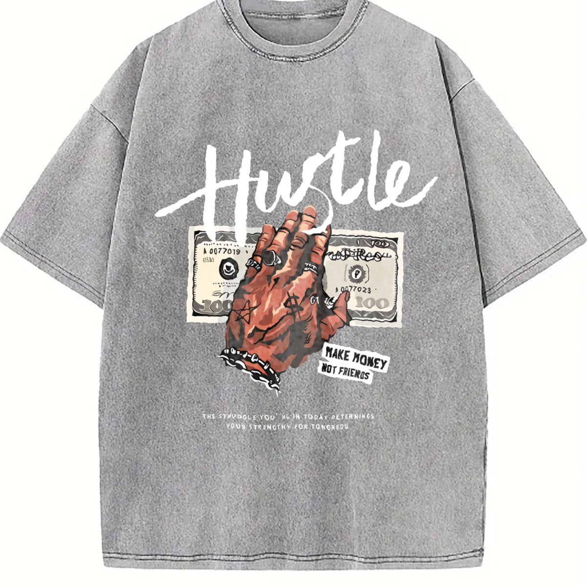Hip-hop 'hustle' Money Hand This And Edgy Is Vintage Washed product image 4