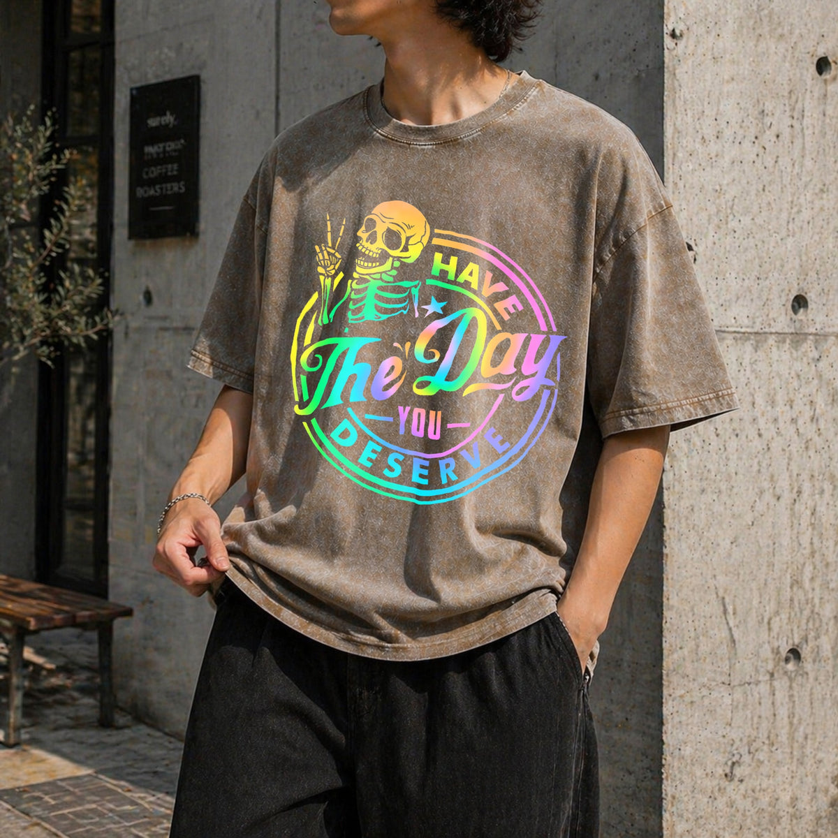 Have The Day You Deserve Skeleton Tie Dye Motivational product image 3