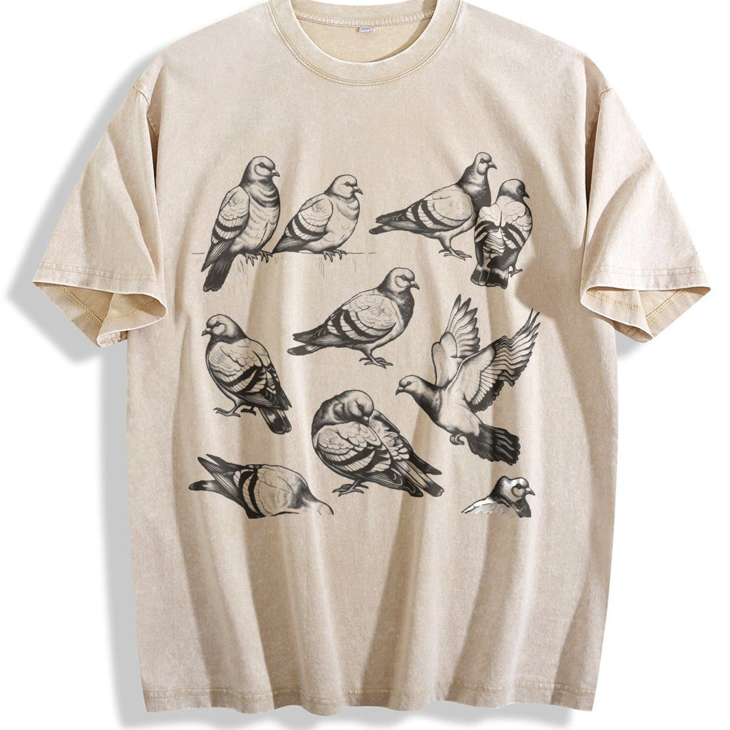 Pigeon 90s Tattoo Vintage Washed T-Shirt product image 1