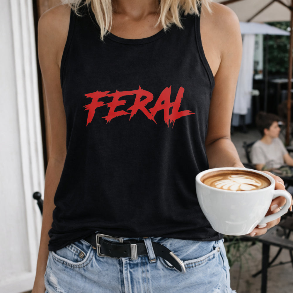 Feral Racer - Vibrant Blue With Red Lettering Women's Tank Top