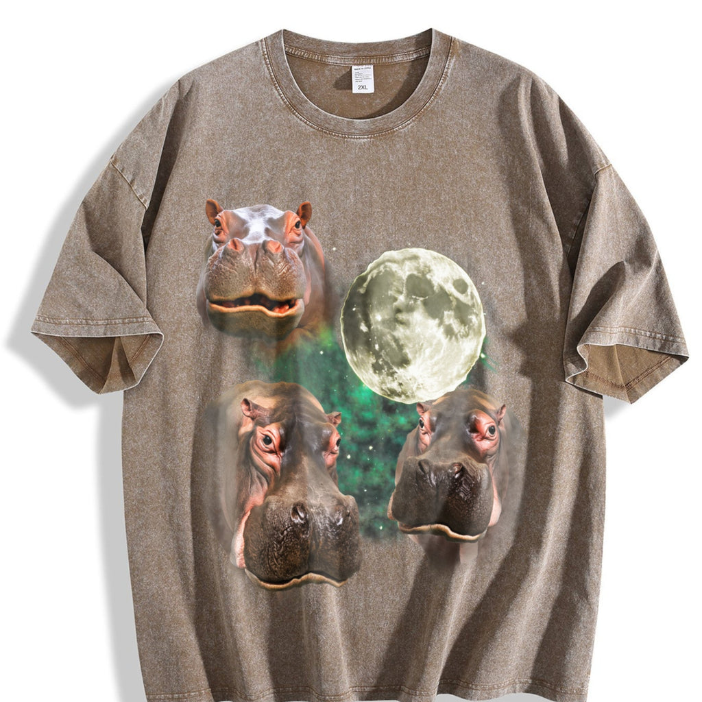 Three Hippo Funny Vintage Washed T-Shirt product image 3