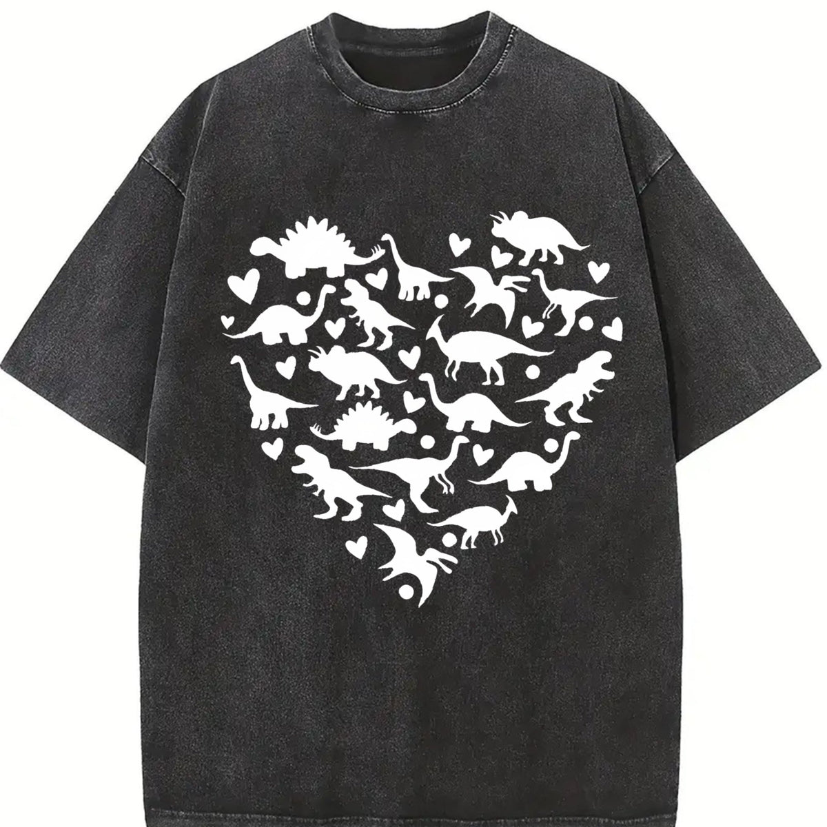 Heart-shaped Dinosaur Summer Vintage Washed T-Shirt product image 2