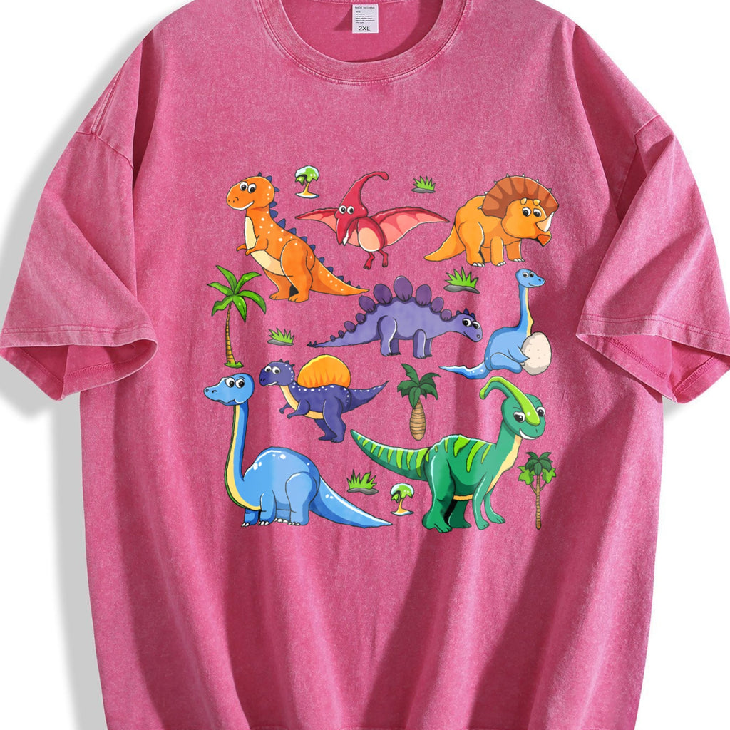 Dinosaur World Cartoon Short-sleeved Vintage Washed T-Shirt product image 7