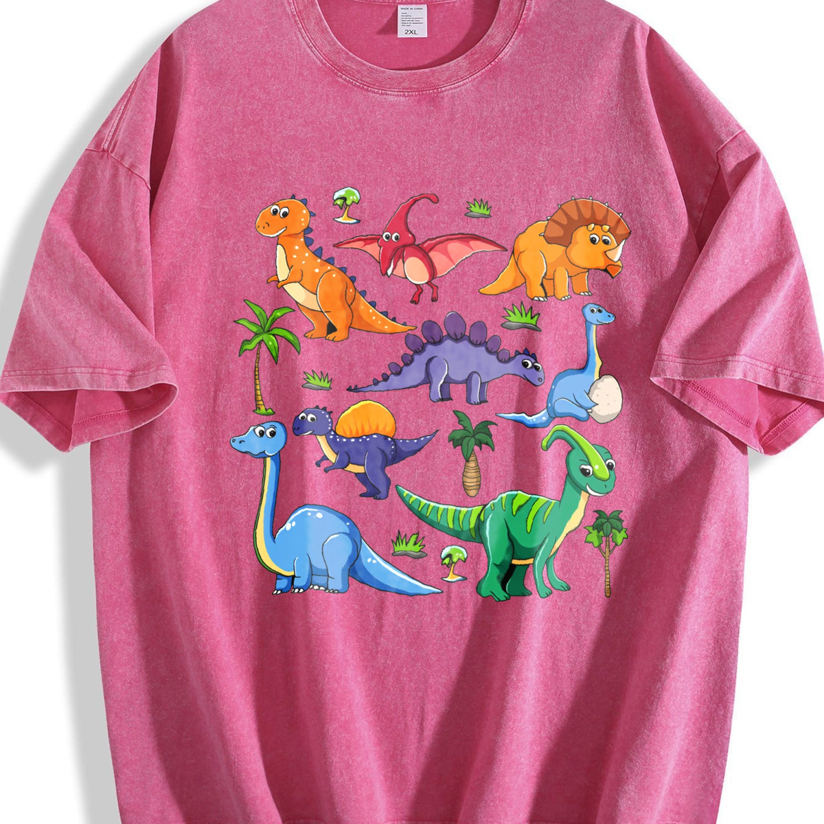 Dinosaur World Cartoon Short-sleeved Vintage Washed T-Shirt product image 7