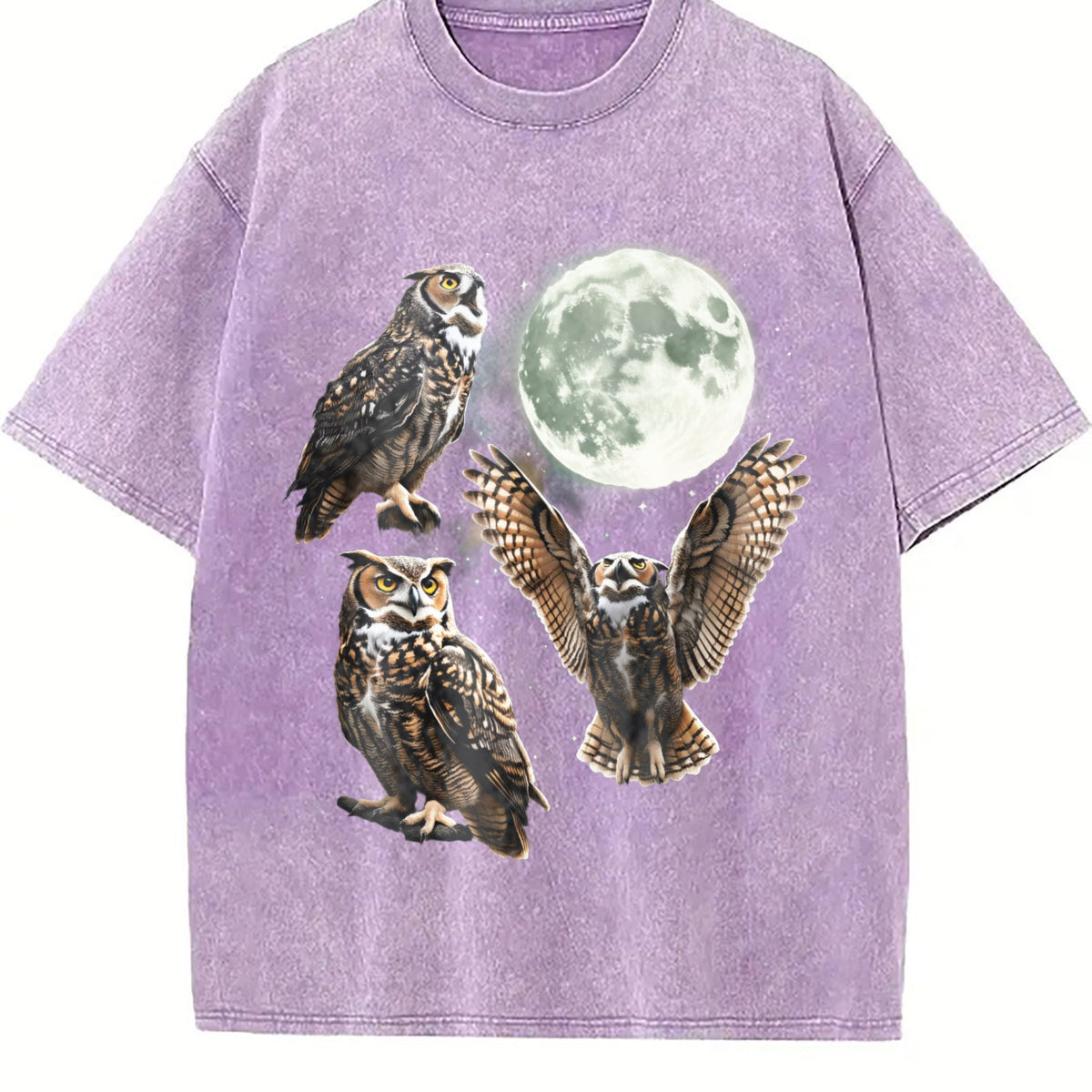 Owl Howling At Moon 90s Vintage Washed T-Shirt product image 6