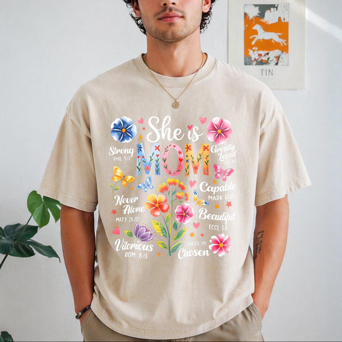 She Is Mom Bible Verses Christian Boho Floral Mother's product image 1