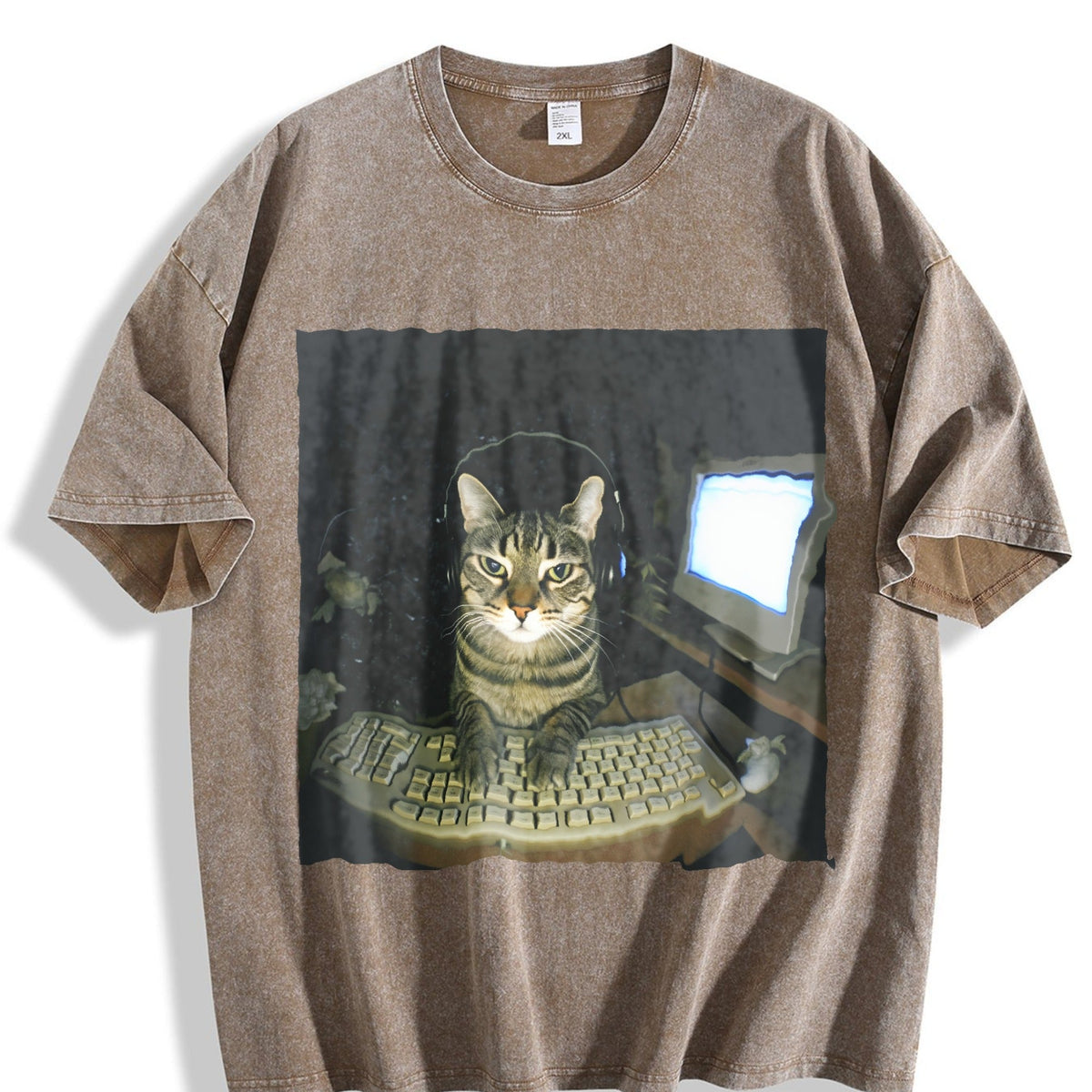 Wash Hacker Cat Meme Vintage Washed T-Shirt product image 3