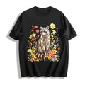 Cute Raccoon Floral Cotton T-Shirt product image 1