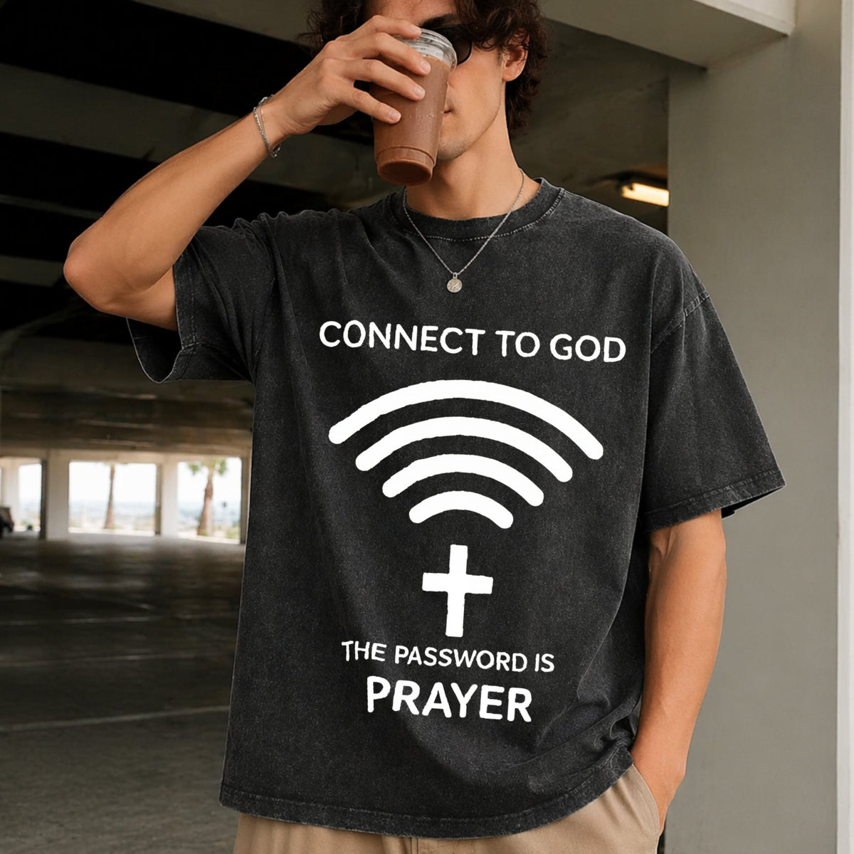 Connect To God The Password Ls Prayert- 100 Vintage Washed product image 2