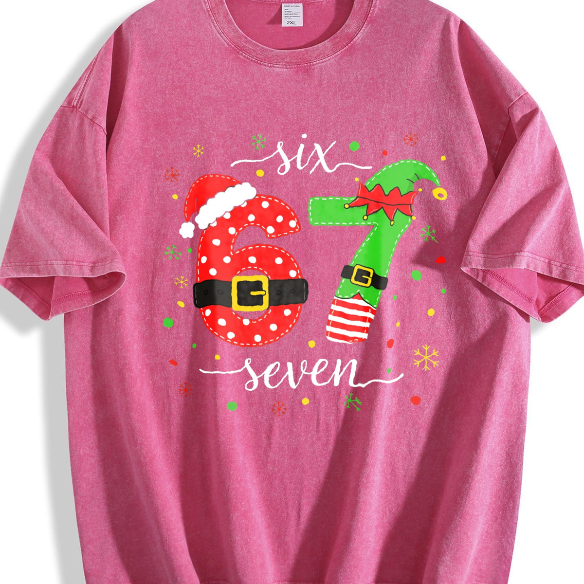 Six Seven Christmas Meme Vintage Washed T-Shirt product image 5