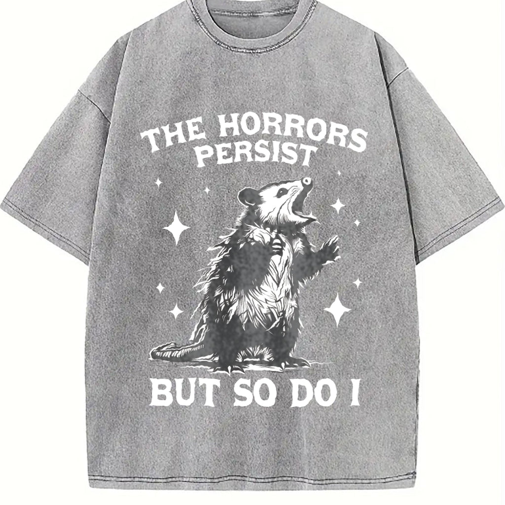 Horrors Persist But So Do I Possum Meme Vintage Washed product image 5