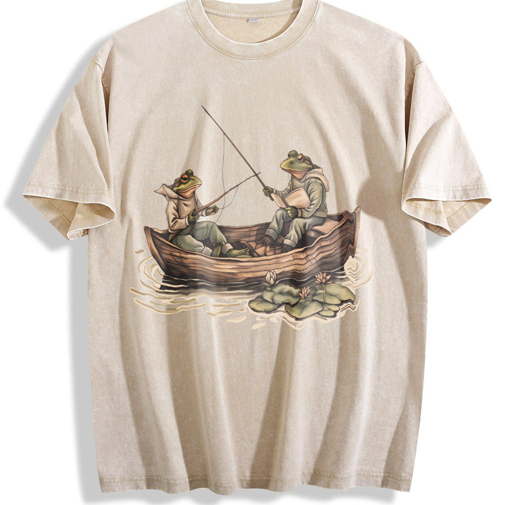 Two Frogs Fishing 90s Vintage Washed T-Shirt product image 1