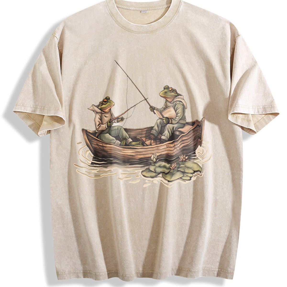 Two Frogs Fishing 90s Vintage Washed T-Shirt product image 1