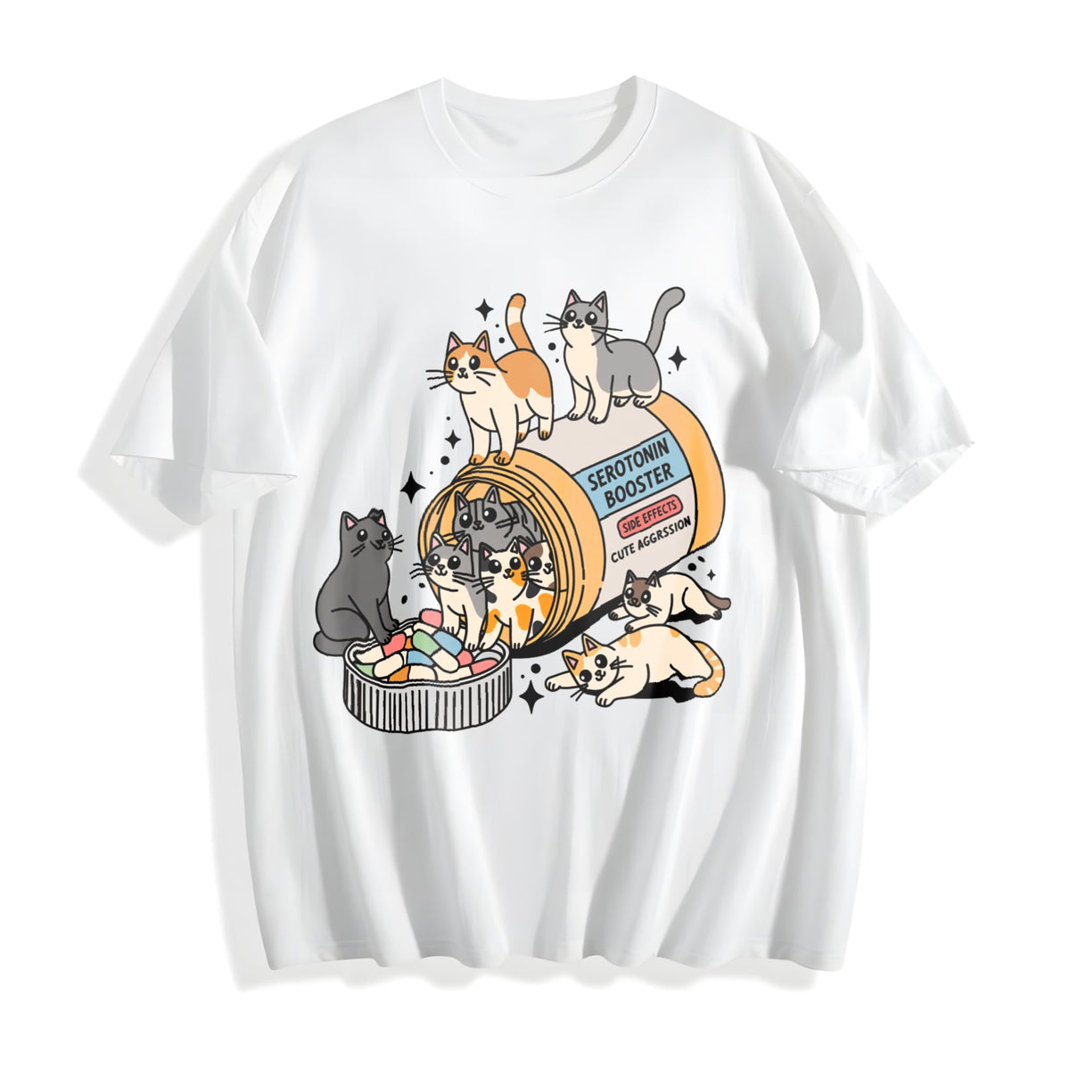 Serotonin Cats Cotton T-Shirt product image 2