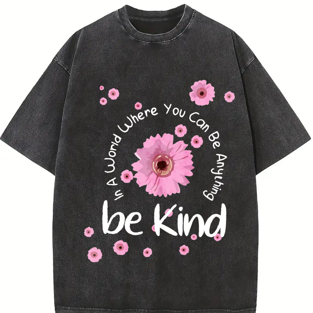 Fun Pink Floral Washable Vintage Washed T-Shirt product image 2