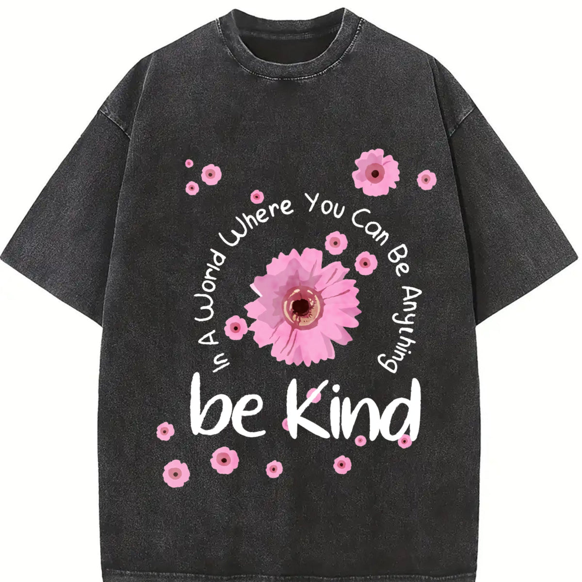 Fun Pink Floral Washable Vintage Washed T-Shirt product image 2