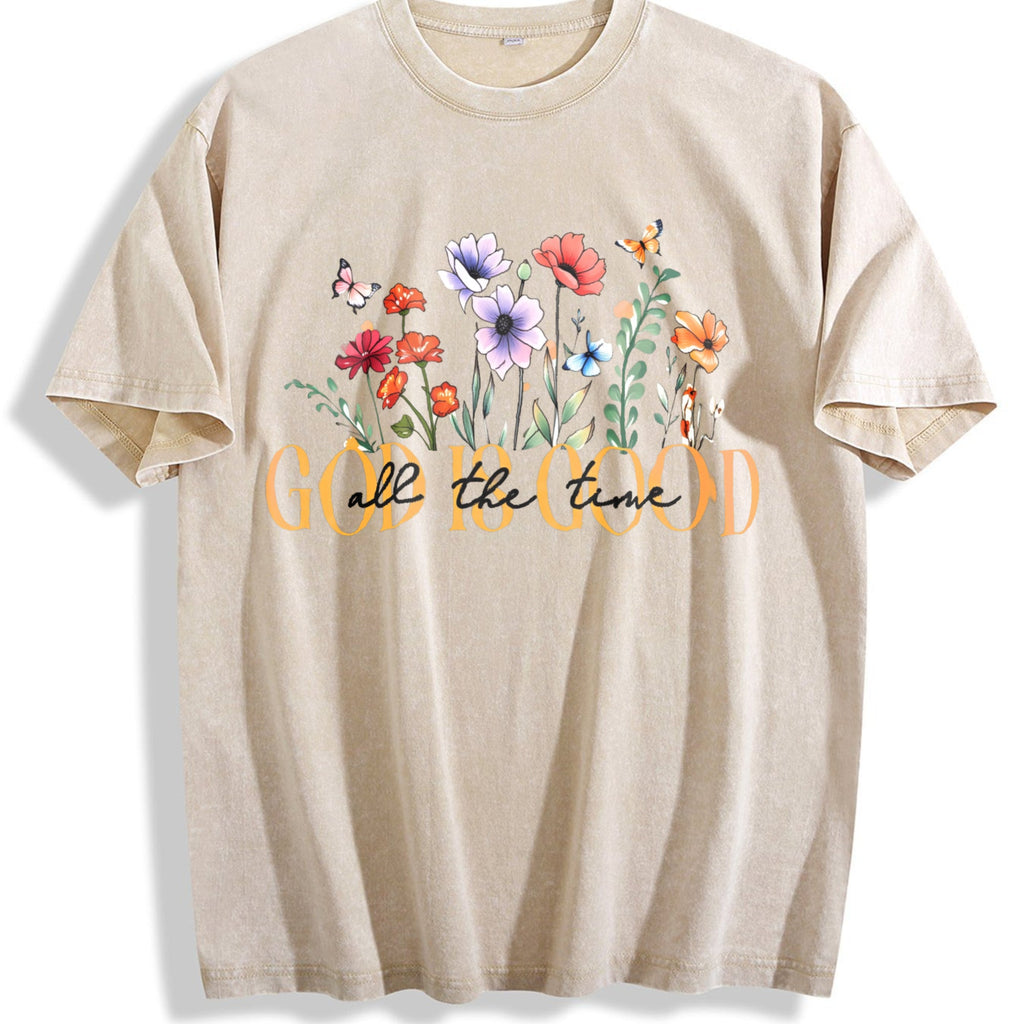 Summer God Is Good Floral Vintage Washed T-Shirt product image 1