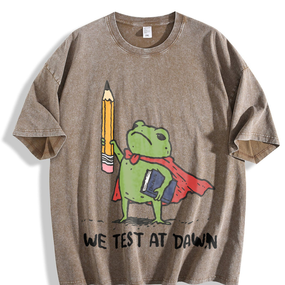 We Test At Dawn Funny Teacher Frog Vintage Washed T-Shirt product image 3