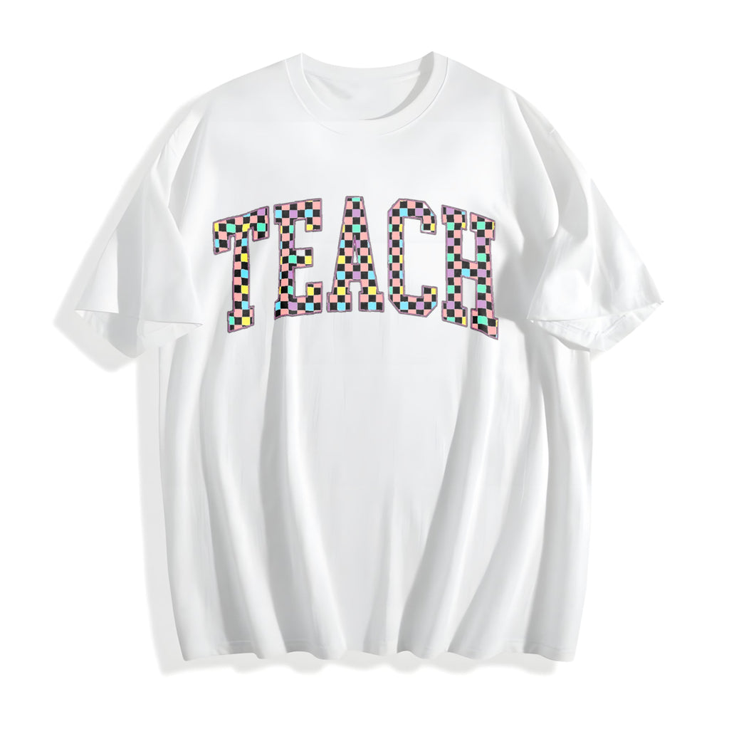Checkered Teach Cotton T-Shirt product image 2