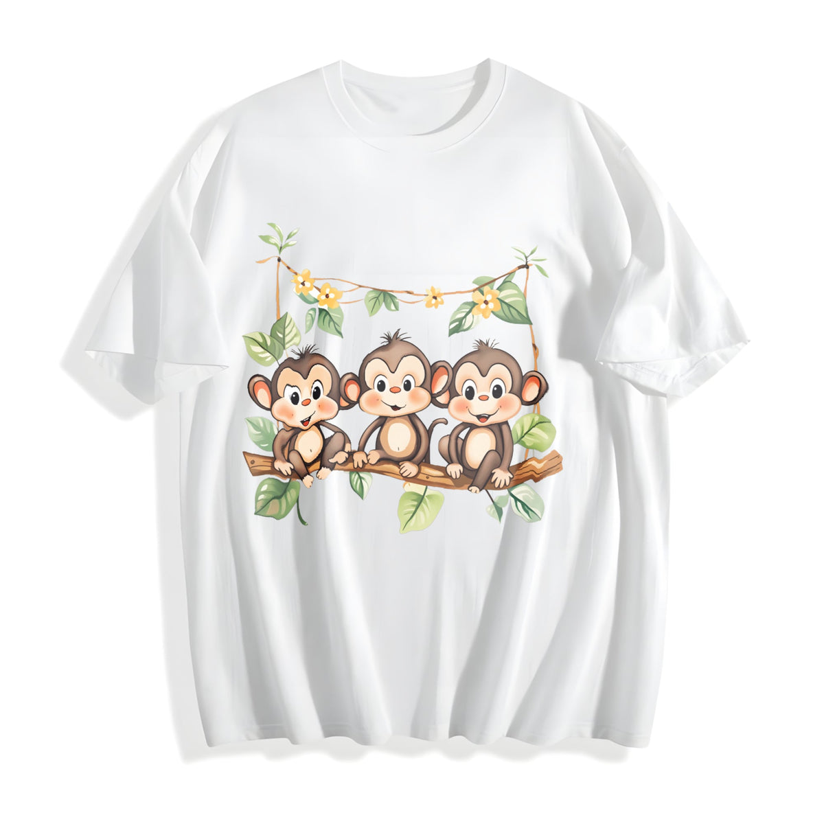 Summer : With Three Monkeys On Branch Yellow Flowers And product image 2