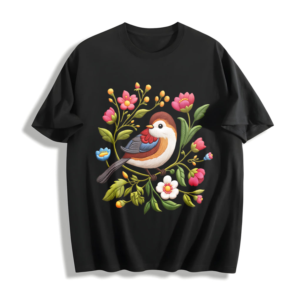 Bird & Floral - Stretch Cotton T-Shirt product image 1